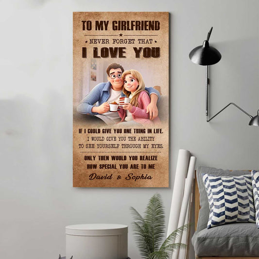 (X21) TO MY GIRLFRIEND-NEVER FORGET THAT I LOVE YOU HOW SPEACIAL YOU ARE TO ME-Carl & Ellie-UP - CANVAS POSTER