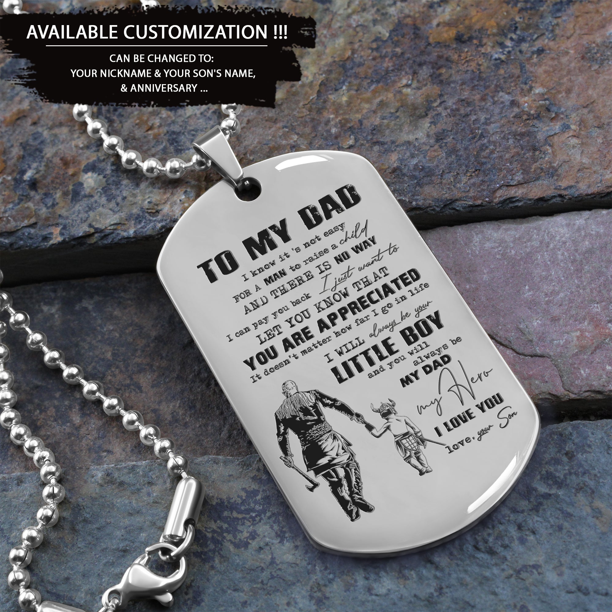 G2 - To My Dad - Son- Dog Tag - Viking - Father's day