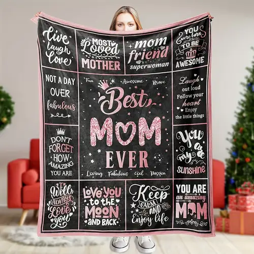 (M24) BEST MOM EVER -MOM DAUGHTER - BLANKET-QUILT
