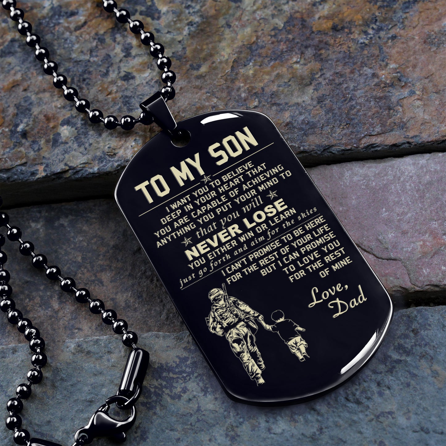 TM2 To My Son- Dog Tag - Never Lose 2 - Dragon ball - Goku Vegeta- Soldier - Engraved Dog Tag All Style