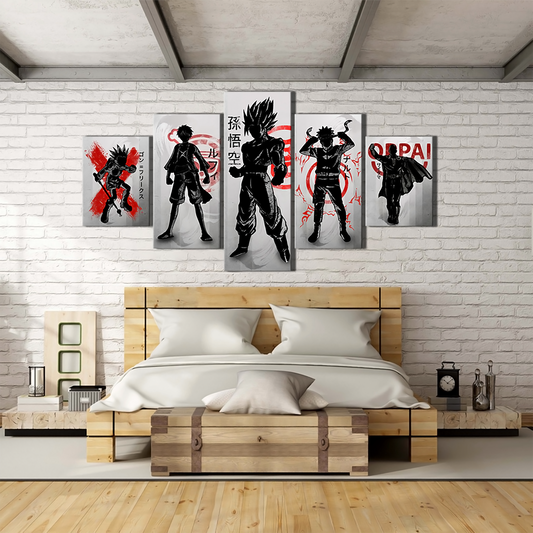 Dragon Ball - 5 Pieces Wall Art - Goku - Naruto - Luffy - Printed Wall Pictures Home Decor - Dragon Ball Poster - Dragon Ball Canvas
