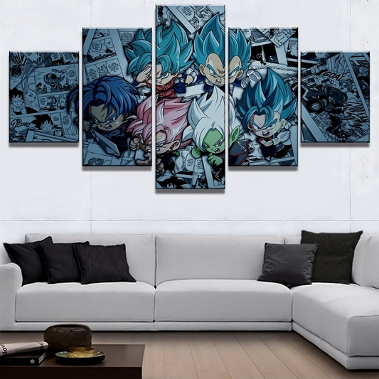 Dragon Ball - 5 Pieces Wall Art - Goku - Vegeta - Super Saiyan Blue - Super Saiyan Rose - Trunk - Vegeto - Zamasu -Black Goku - Printed Wall Pictures Home Decor - Dragon Ball Poster - Dragon Ball Canvas
