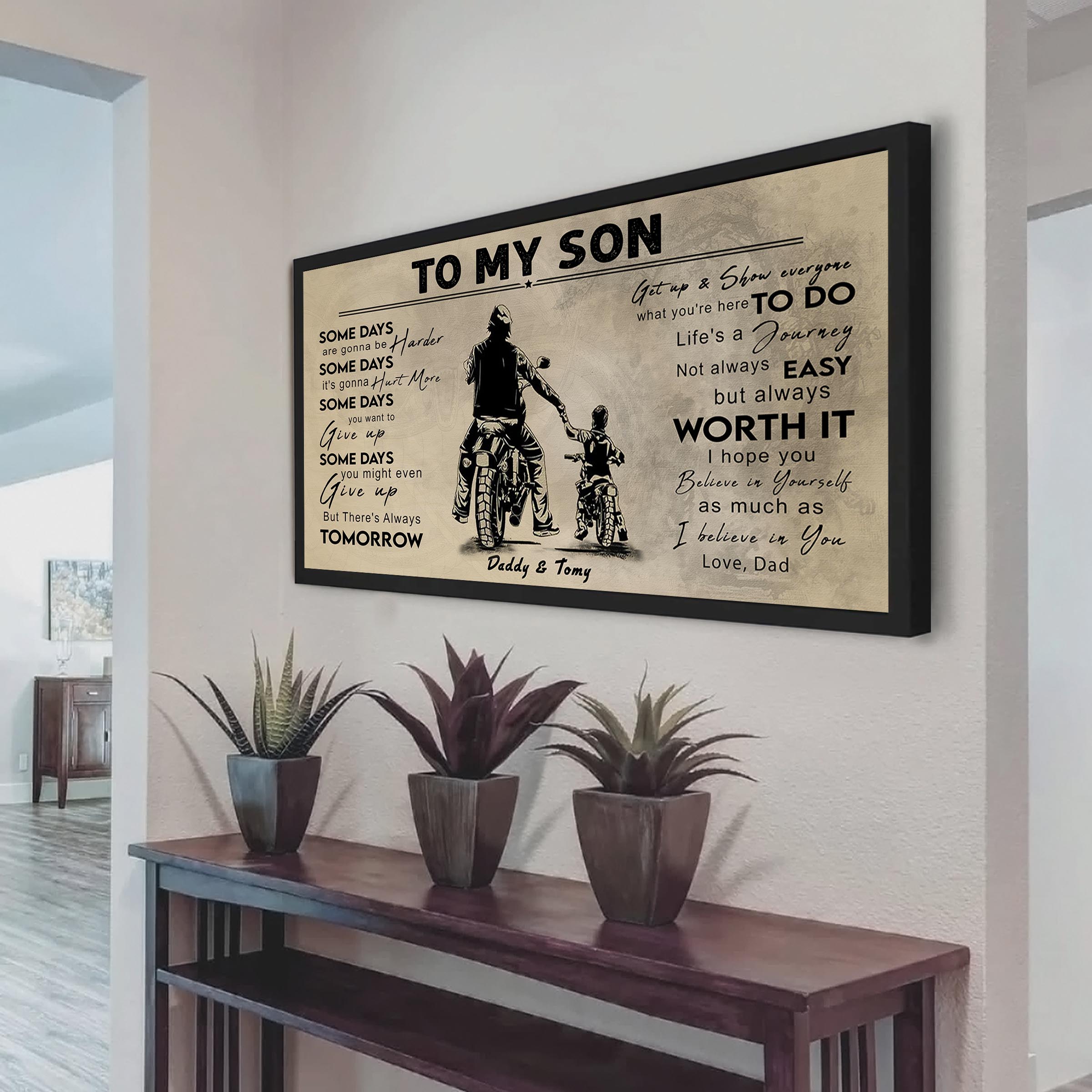 (CV41) TO MY DAD- SON- DRAGON BALL - GOKU - VIKING - BIKER- PICOLO- CANVAS POSTER