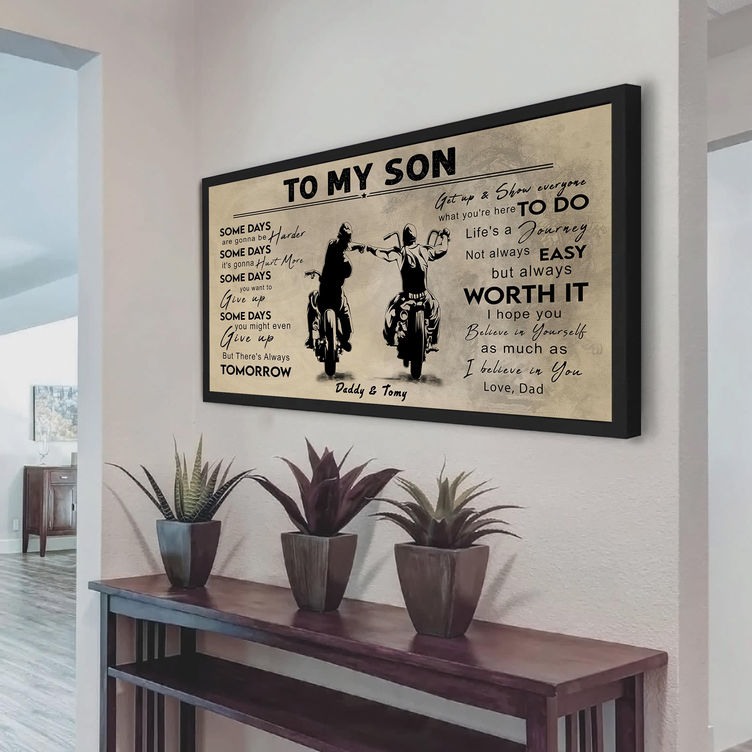 (CV41) TO MY DAD- SON- DRAGON BALL - GOKU - VIKING - BIKER- PICOLO- CANVAS POSTER