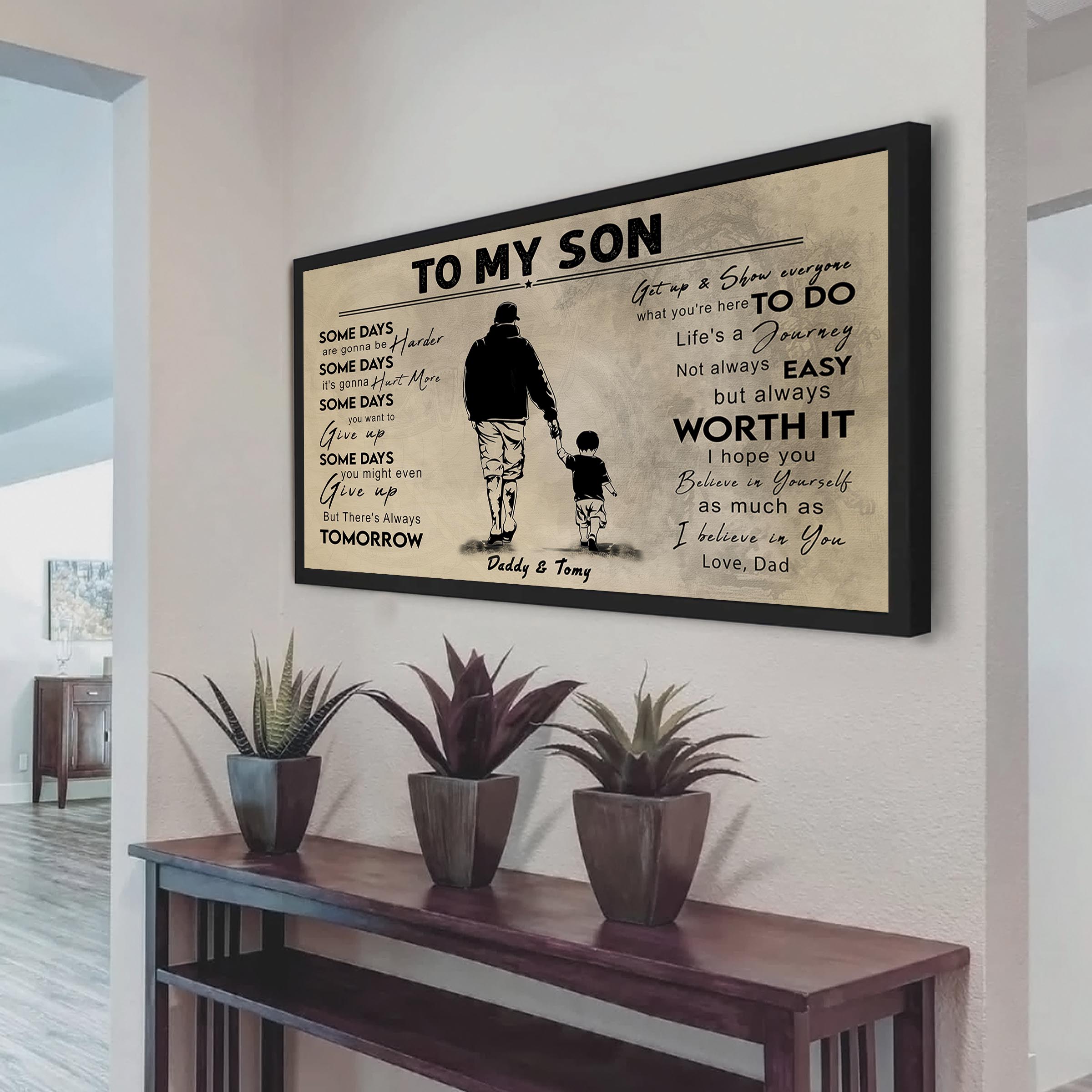 (CV41) TO MY DAD- SON- DRAGON BALL - GOKU - VIKING - BIKER- PICOLO- CANVAS POSTER
