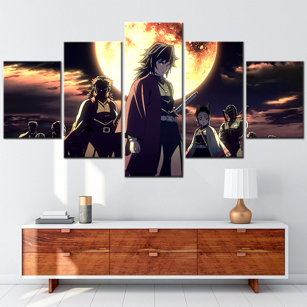 Demon Slayer - Kimetsu no Yaiba - 5 Pieces Wall Art - Kyojuro Rengoku - Giyu Tomioka - Kochou Shinobu - Uzui Tengen - Demon Slayer Poster - Demon Slayer Wall Art