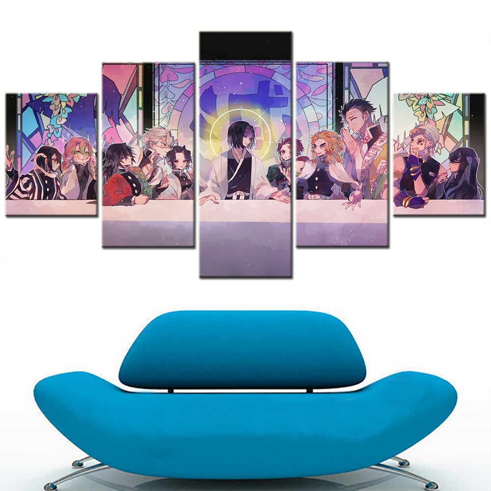 Demon Slayer - Kimetsu no Yaiba - 5 Pieces Wall Art - Mitsuri Kanroji - Giyu Tomioka - Sanemi Shinazugawa - Kagaya Ubuyashiki - Giyu Tomioka - Kyojuro Rengoku - Gyomei Himejima - Uzui Tengen - Demon Slayer Poster - Demon Slayer Wall Art