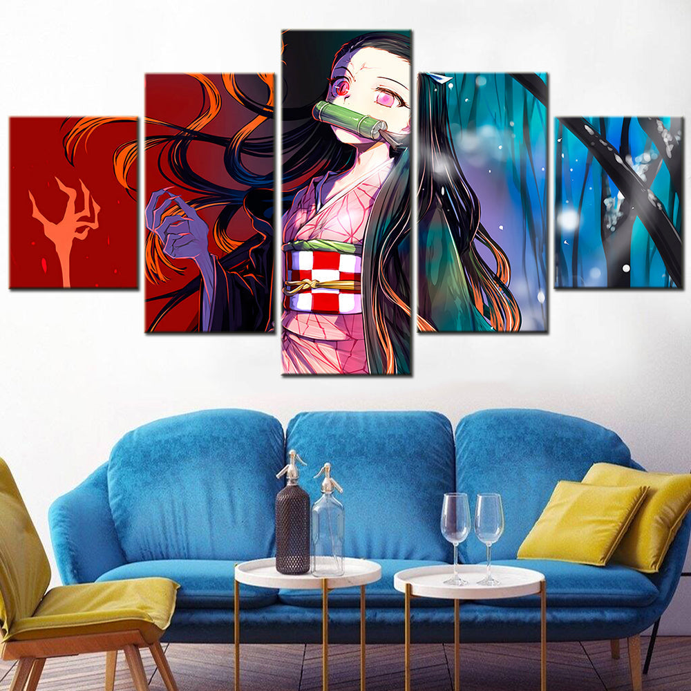 Demon Slayer - Kimetsu no Yaiba - 5 Pieces Wall Art - Nezuko Kamado 7 - Demon Slayer Poster - Demon Slayer Wall Art