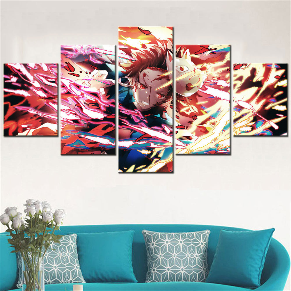 Demon Slayer - Kimetsu no Yaiba - 5 Pieces Wall Art - Tanjiro Kamado 5 - Demon Slayer Poster - Demon Slayer Wall Art