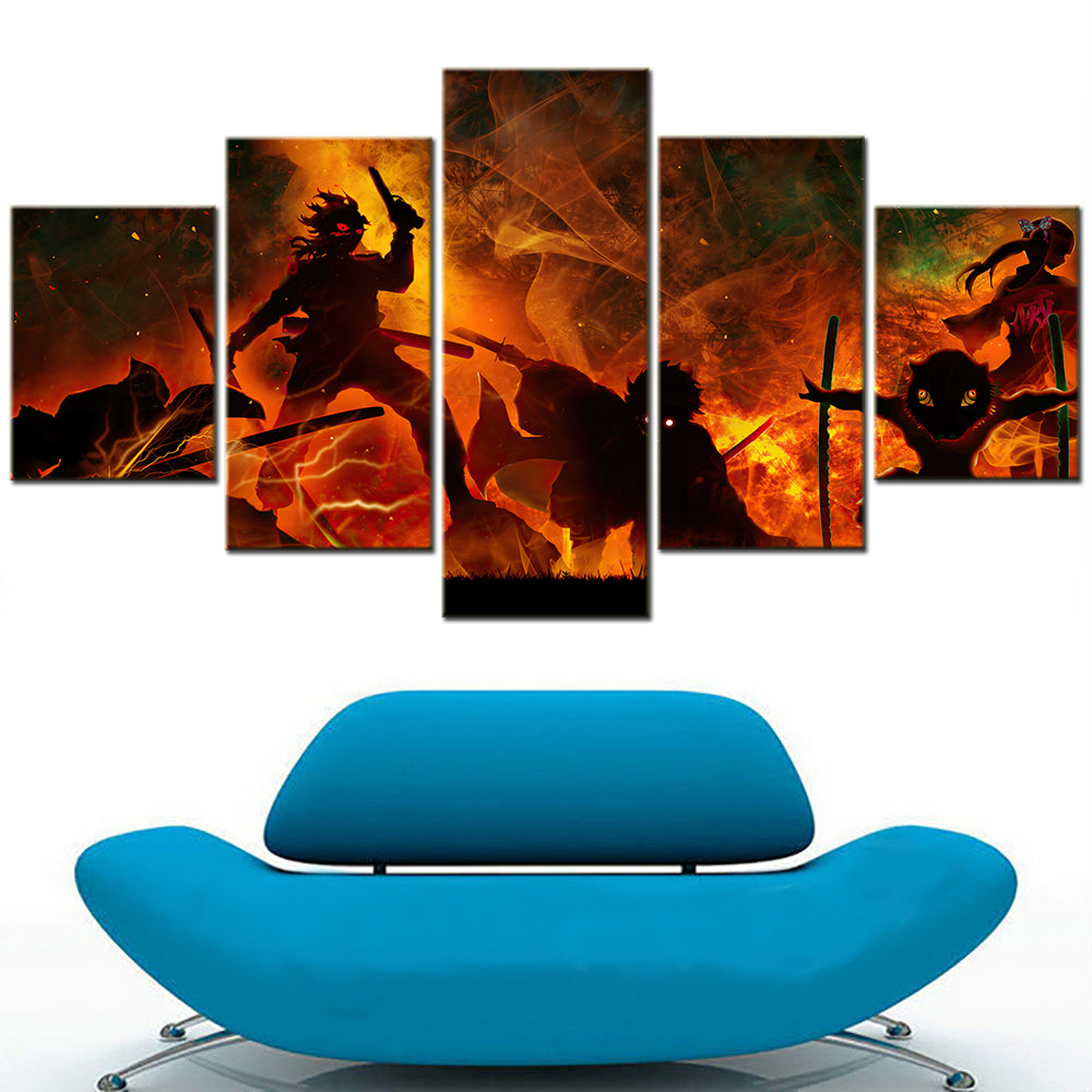 Demon Slayer - Kimetsu no Yaiba - 5 Pieces Wall Art - Zenitsu Agatsuma - Kyojuro Rengoku - Shinazugawa Sanemi - Hashibira Inosuke - Kochou Shinobu - Demon Slayer Poster - Demon Slayer Wall Art