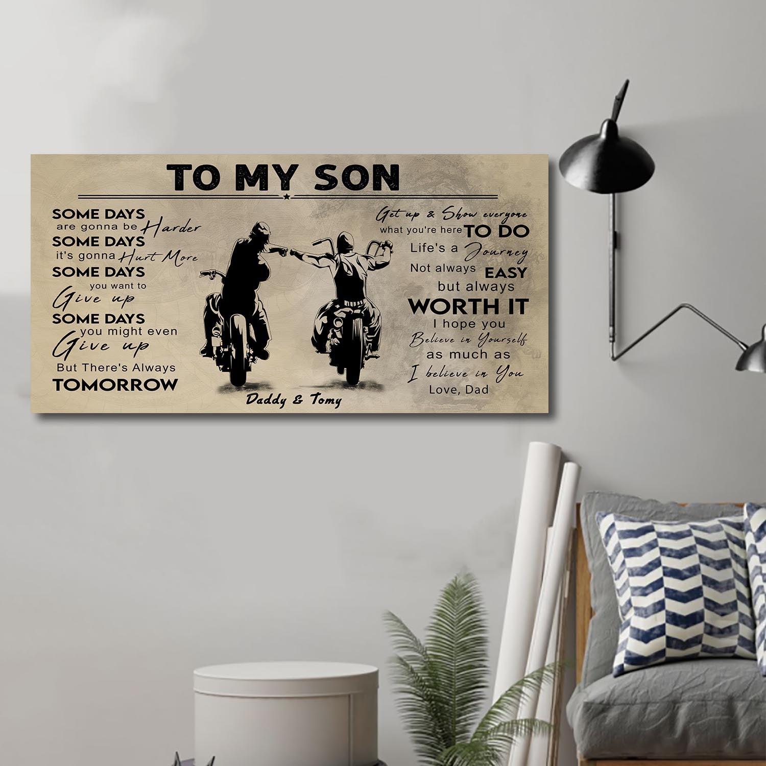 (CV41) TO MY DAD- SON- DRAGON BALL - GOKU - VIKING - BIKER- PICOLO- CANVAS POSTER