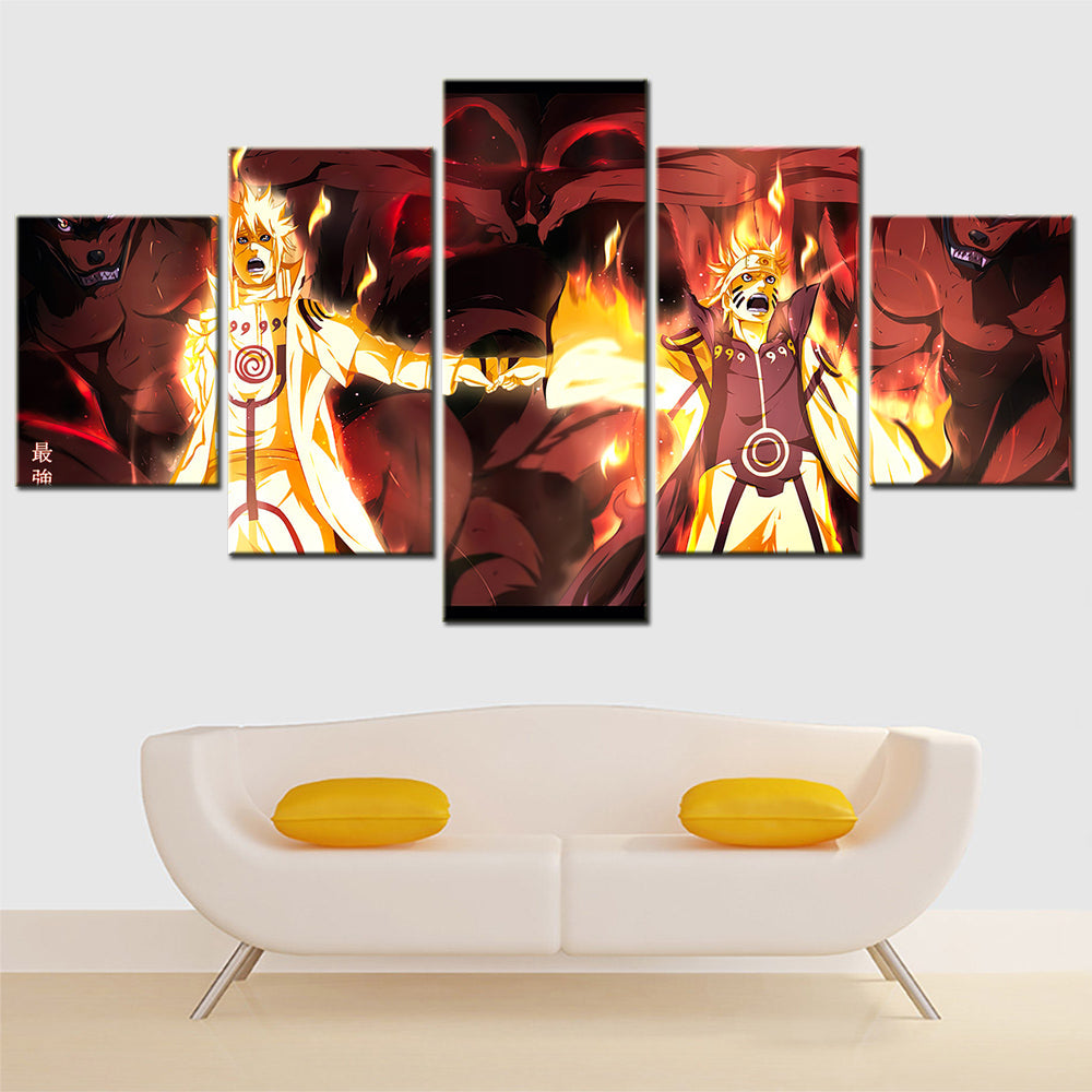 Naruto - 5 Pieces Wall Art - Uzumaki Naruto - Uchiha Sasuke 9 - Printed Wall Pictures Home Decor - Naruto Poster - Naruto Canvas