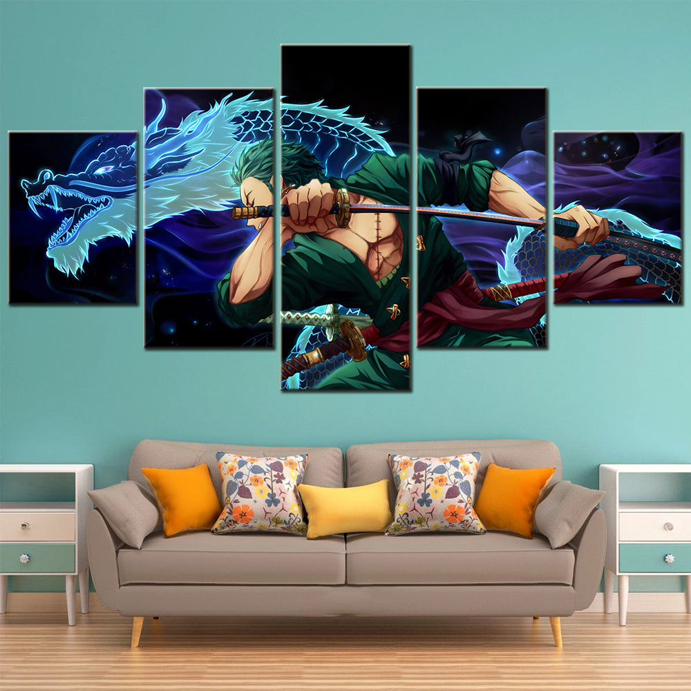 One Piece - 5 Pieces Wall Art - Roronoa Zoro - One Piece Poster - One Piece Wall Art
