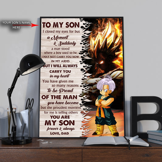 H1112 DR002 - To My Son - Goku -Vegeta- English - Horizontal Poster - Horizontal Canvas - Dragon Ball Canvas
