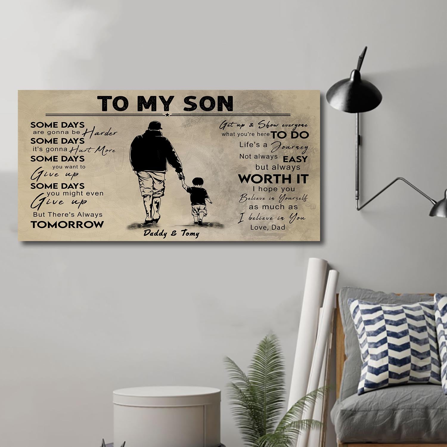 (CV41) TO MY DAD- SON- DRAGON BALL - GOKU - VIKING - BIKER- PICOLO- CANVAS POSTER