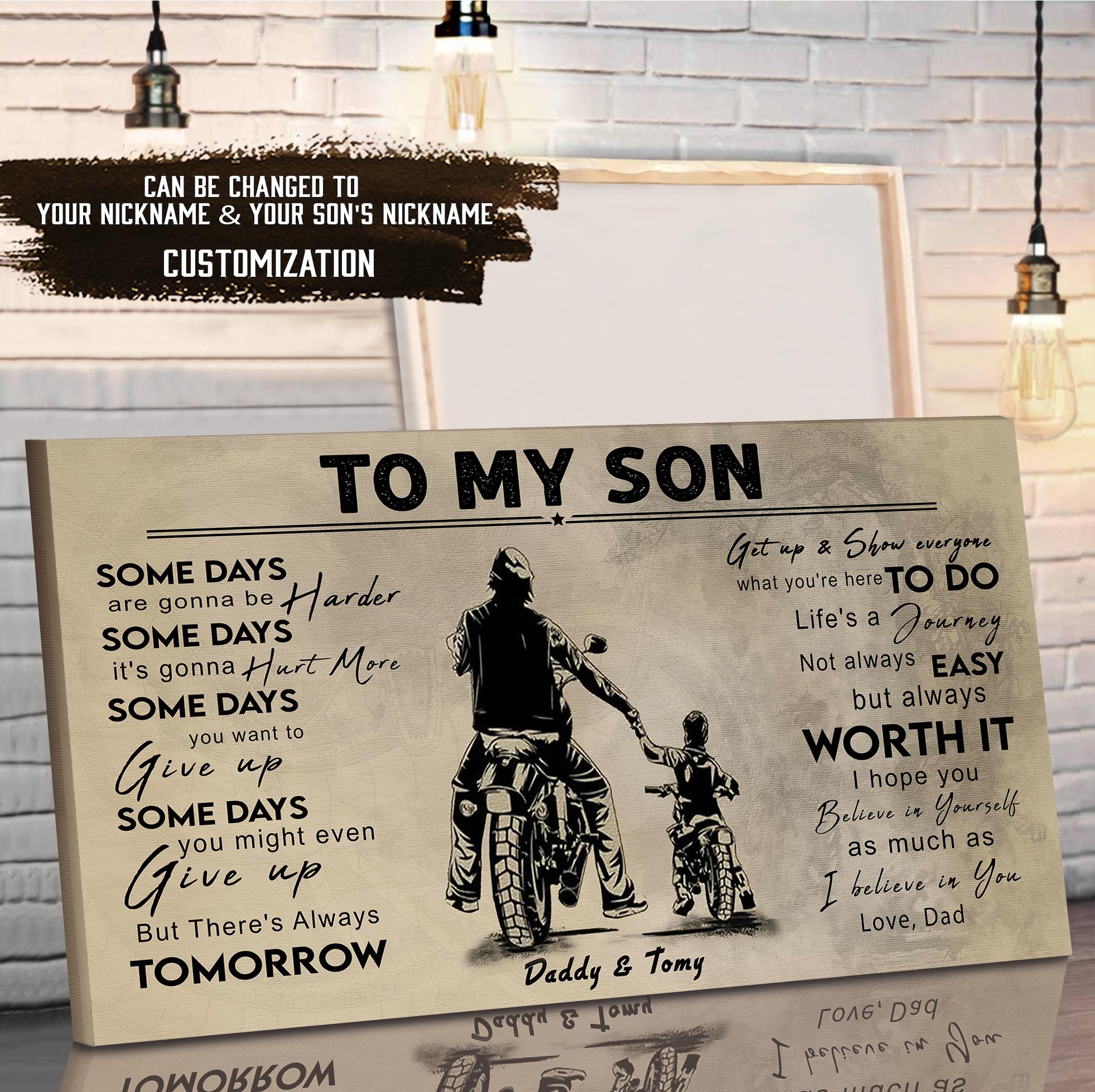 (CV41) TO MY DAD- SON- DRAGON BALL - GOKU - VIKING - BIKER- PICOLO- CANVAS POSTER