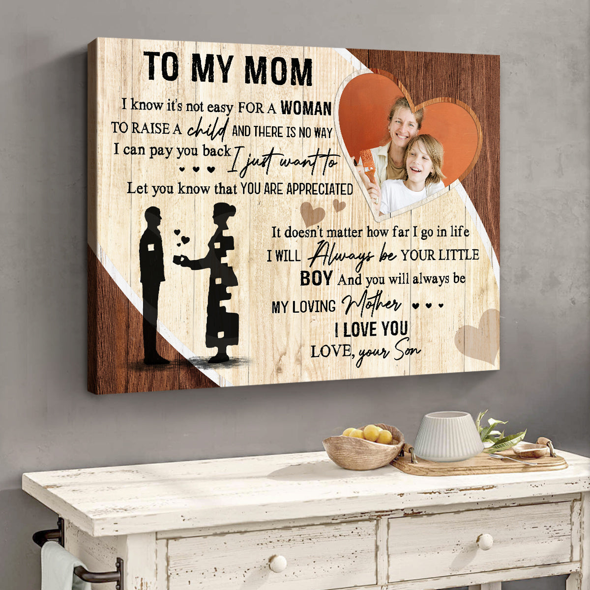 (M40) -TO MY MOM- IT IS NOT EASY FOR THE WOMAN TO RAISE A CHILD-HAPPY MOTHER'S DAY-CANVAS- POSTER (Copy)