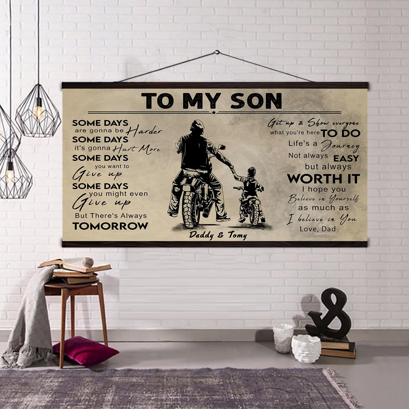 (CV41) TO MY DAD- SON- DRAGON BALL - GOKU - VIKING - BIKER- PICOLO- CANVAS POSTER