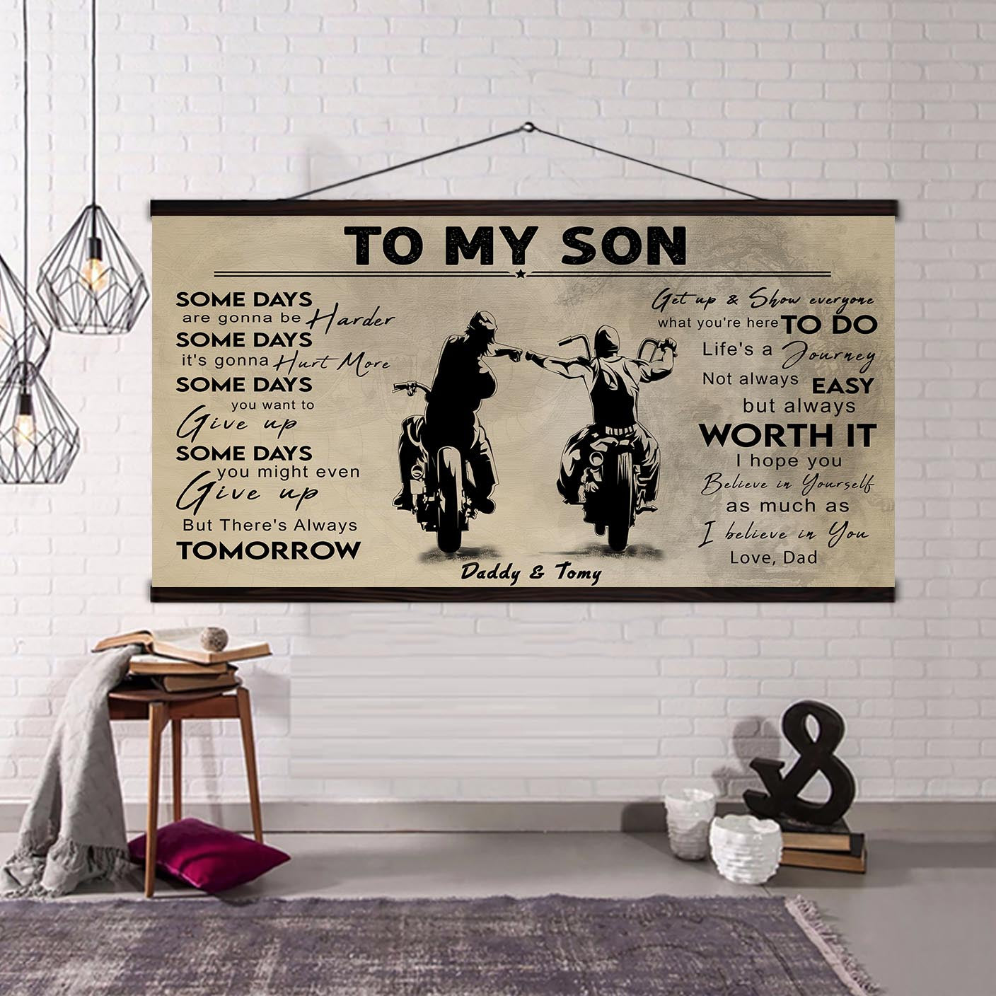 (CV41) TO MY DAD- SON- DRAGON BALL - GOKU - VIKING - BIKER- PICOLO- CANVAS POSTER