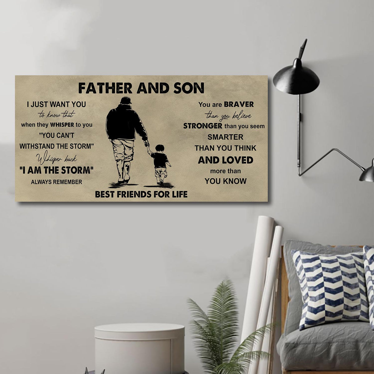 (NV3) TO MY SON-FATHER AND SON- YOU ARE BRAVER THAN YOU BELIEVE- DRAGON BALL - GOKU - FAMILY -CANVAS POSTER