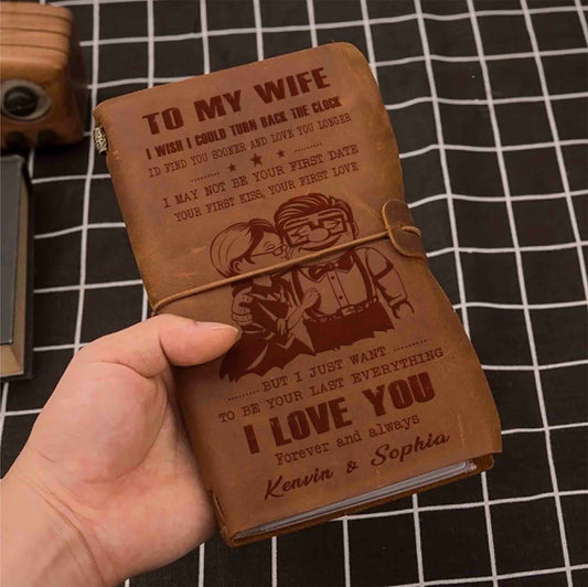 N4 I With I Could Turn Back The Clock Journal, Girlfriend, Christmas Gift, Vintage Journal, Custom Notebook, Sketchbook, 1st Anniversary Gift