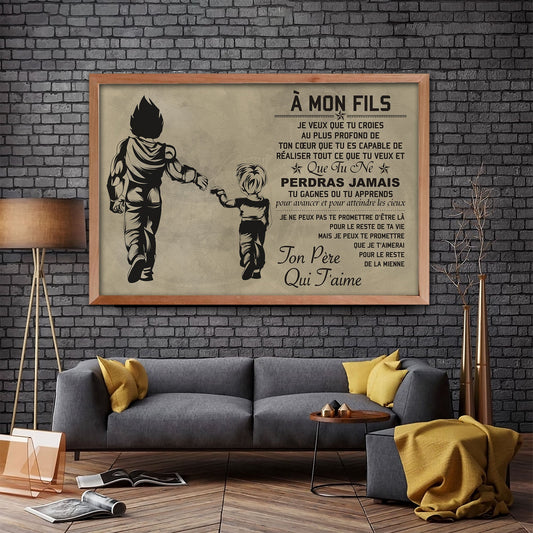 DR052 - Dad To Son - Vegeta And Truck - French - Horizontal Poster - Horizontal Canvas - Dragon Ball Poster