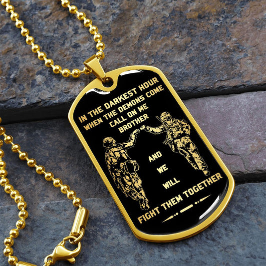 Call on me brother dog tag soldier 18K gold