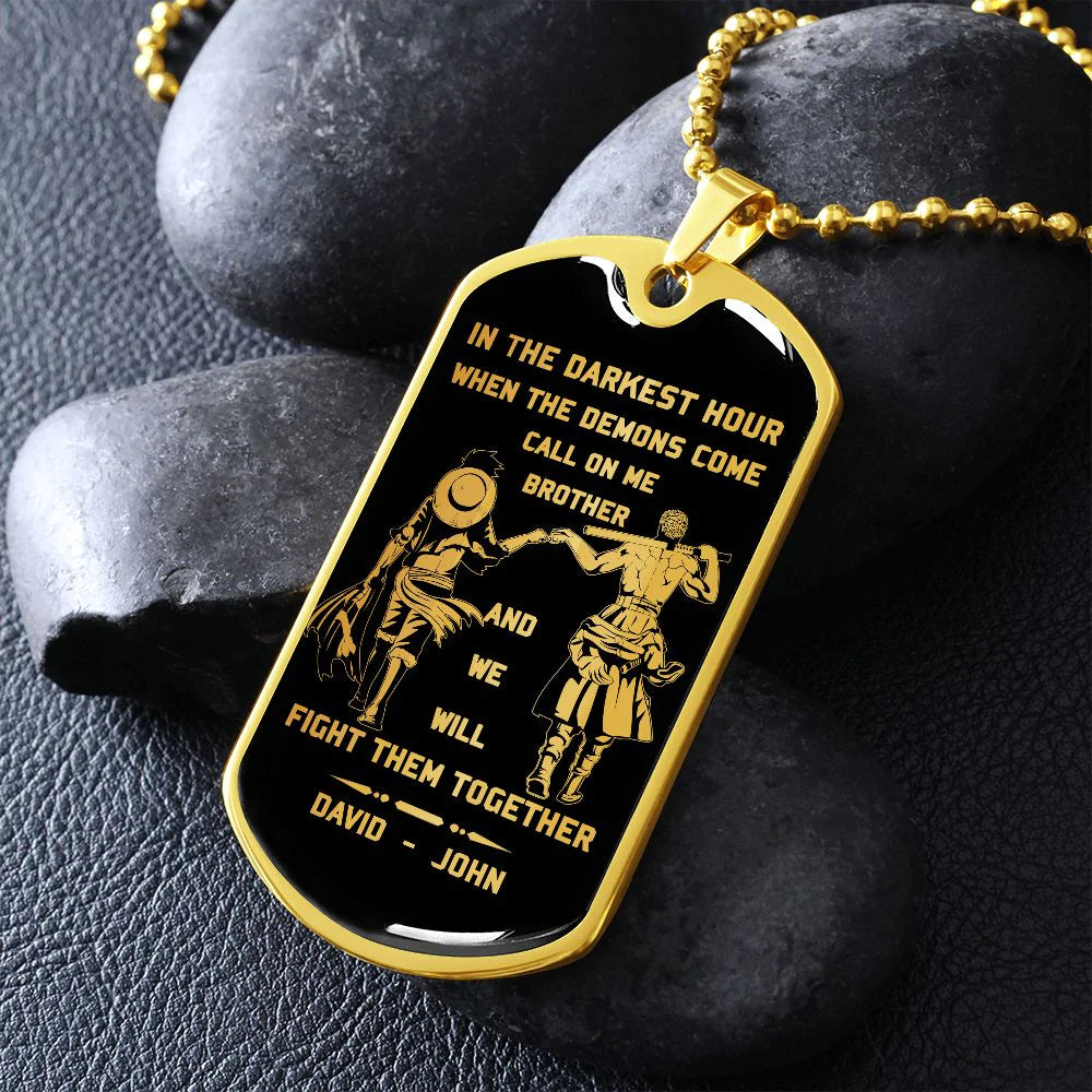 Call on me Brother - Dragon ball Goku Vegeta - Soldier - Engraved Dog Tag 18K Dog Tag Necklace gold all style