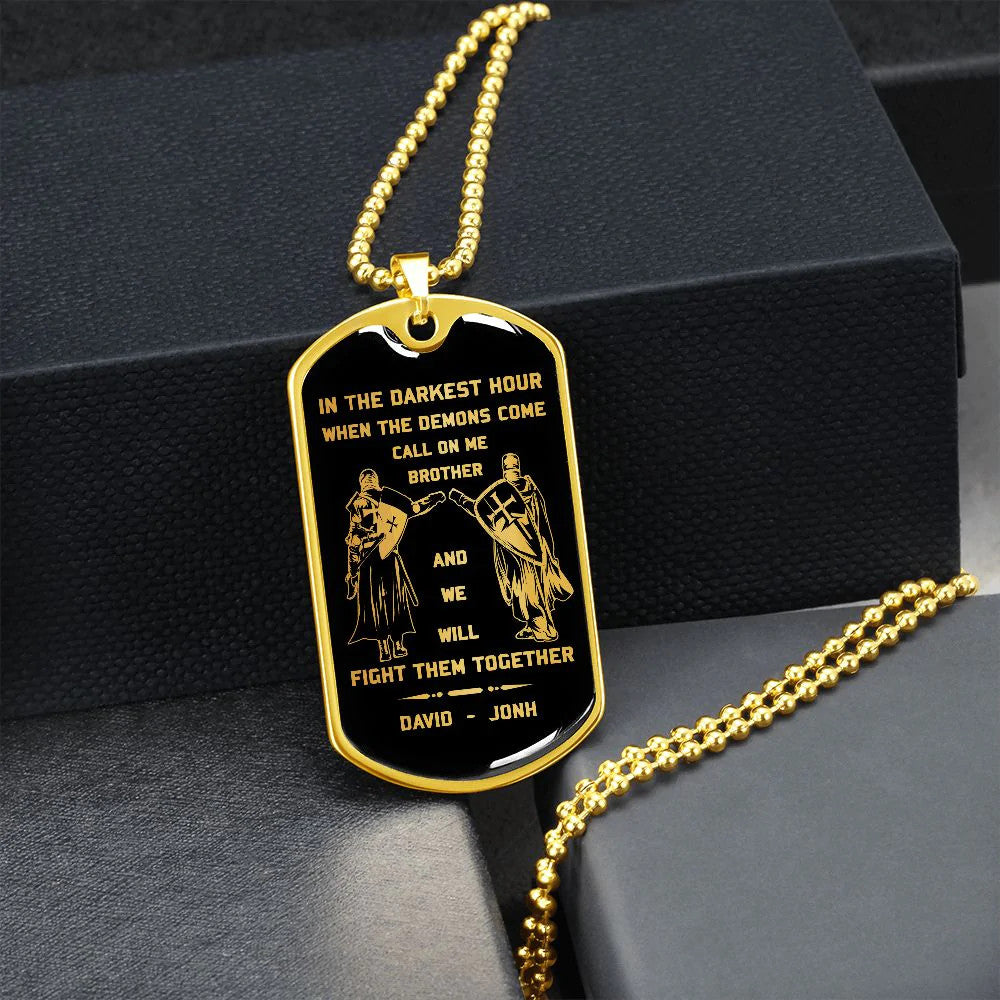 SD Call on me Brother Engraved Dog Tag 18K gold all style