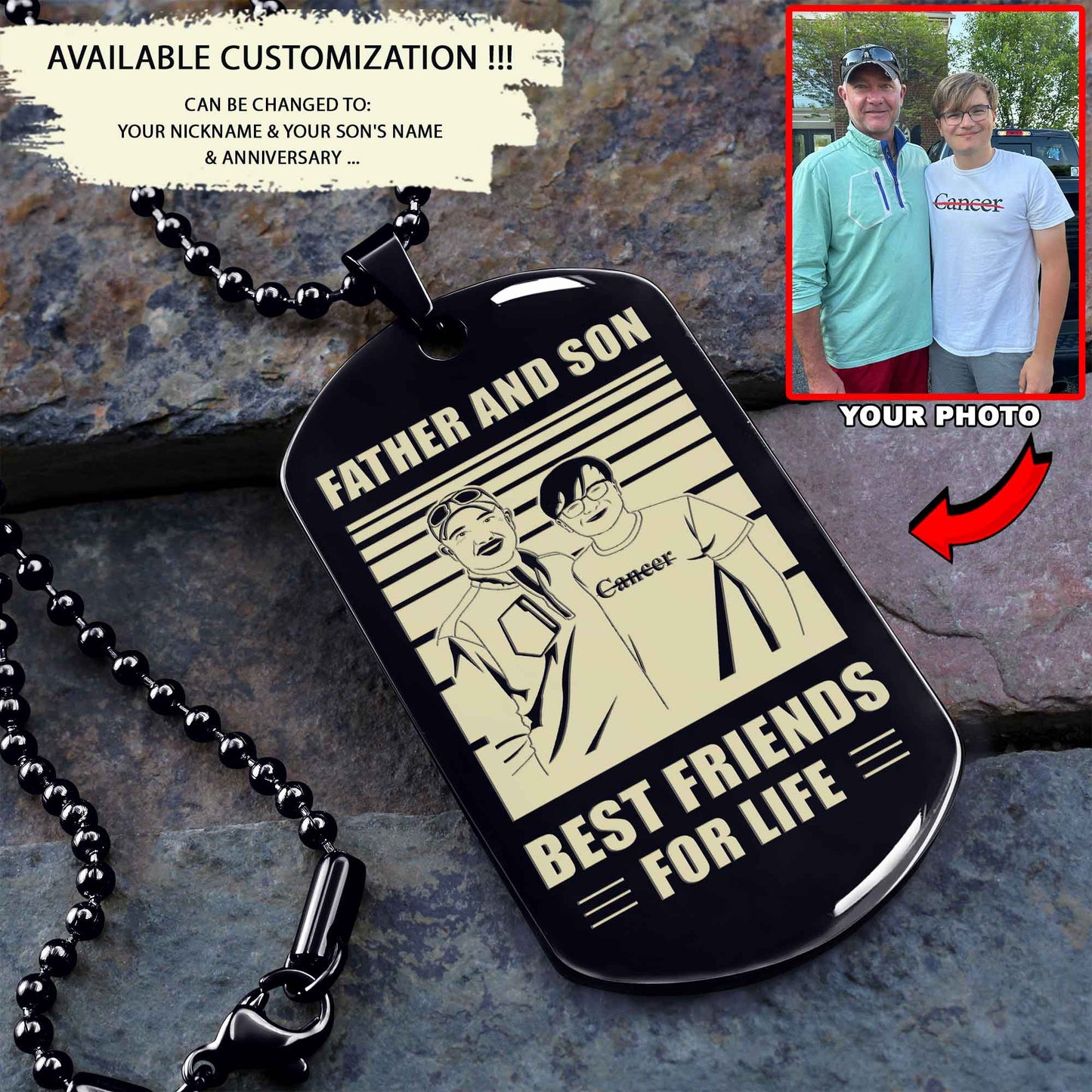 TM12 - Dad Son- Alway remember you are braver than you believe - Dog Tag Two Side- Dragon Ball - Viking-Dad Son- Family