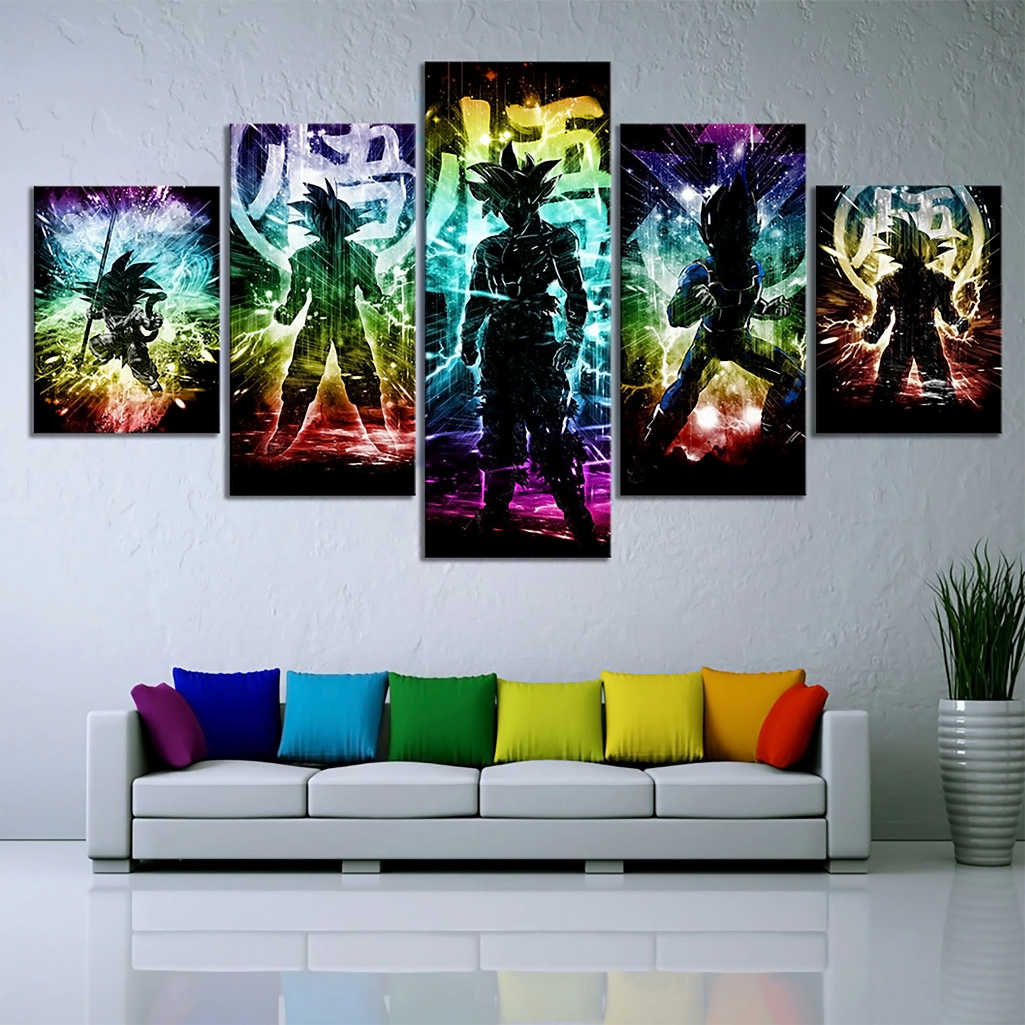 Dragon Ball - 5 Pieces Wall Art - Goku - Vegeta - Kid Goku - Printed Wall Pictures Home Decor - Dragon Ball Poster - Dragon Ball Canvas