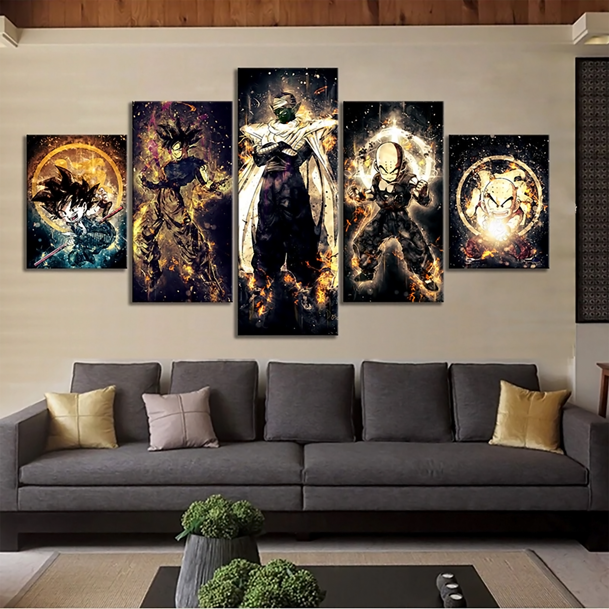 Dragon Ball - 5 Pieces Wall Art - Kid Goku - Black Goku - Picolo - Krillin - Printed Wall Pictures Home Decor - Dragon Ball Poster - Dragon Ball Canvas