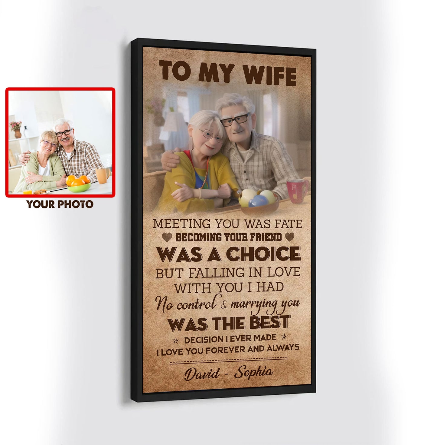 (X9)Carl & Ellie-UP - TO MY WIFE-MEETING YOU WAS FATE - CANVAS POSTER