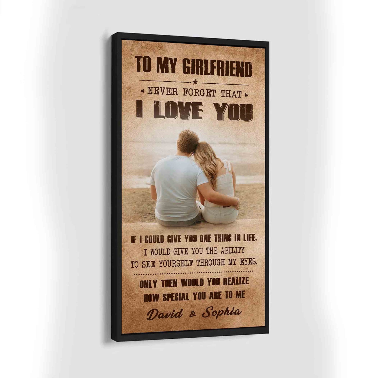 (X21) TO MY GIRLFRIEND-NEVER FORGET THAT I LOVE YOU HOW SPEACIAL YOU ARE TO ME-Carl & Ellie-UP - CANVAS POSTER