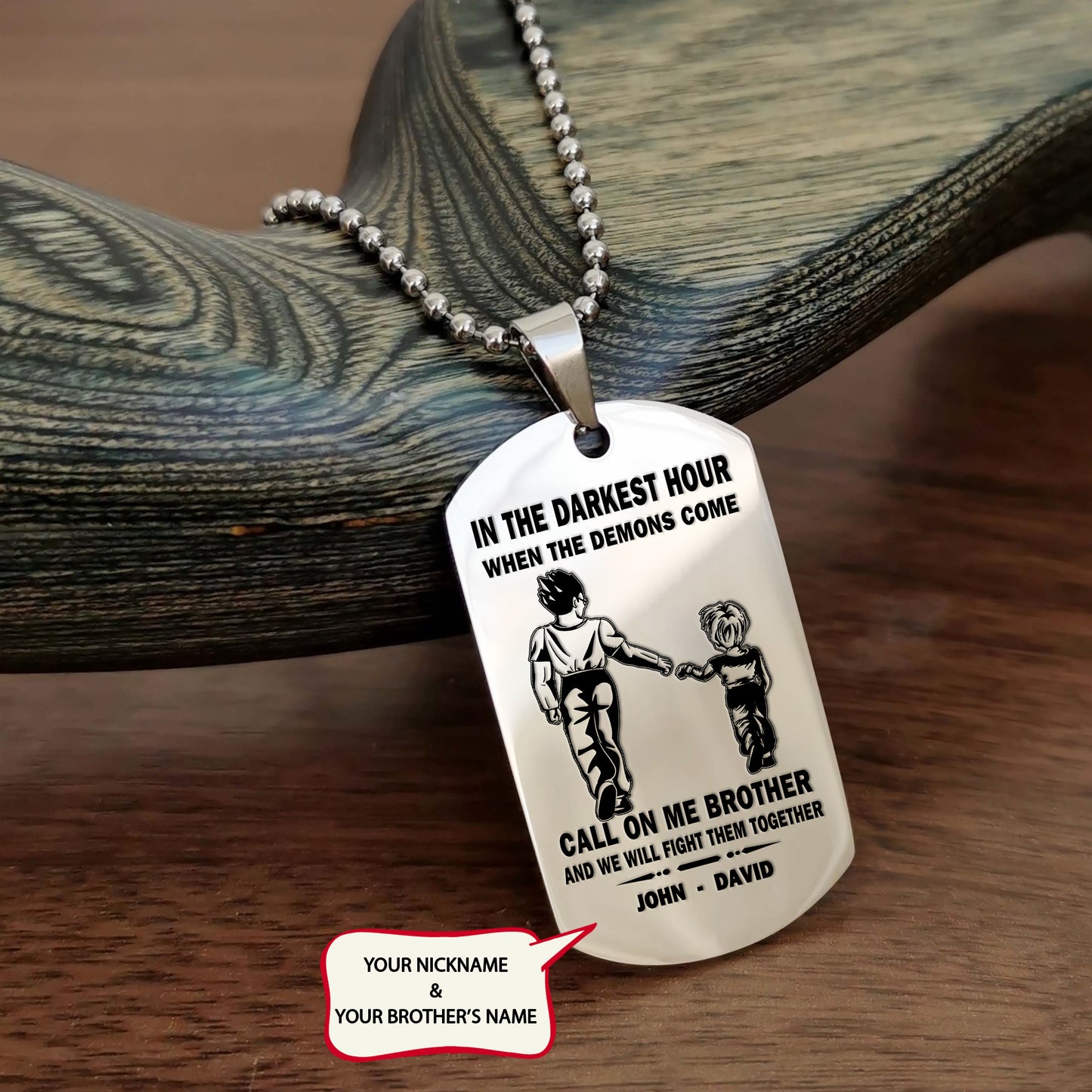 BR1A - Call on me Brother - Dragon ball - Goku Vegeta- Soldier - Naruto - Engraved Dog Necklace All Style