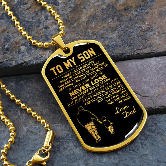 TM5 To My Son Engraved Dog Tag 18K Dog Tag Necklace gold all style