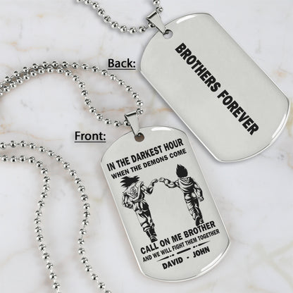 BR1A - Call on me Brother - Dragon ball - Goku Vegeta- Soldier - Naruto - Engraved Dog Necklace All Style