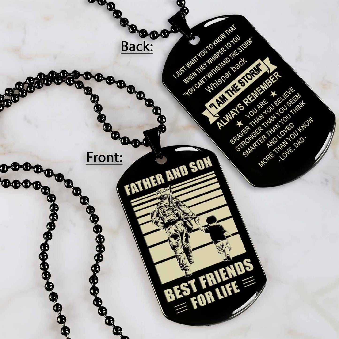 TM12 - Dad Son- Alway remember you are braver than you believe - Dog Tag Two Side- Dragon Ball - Viking-Dad Son- Family