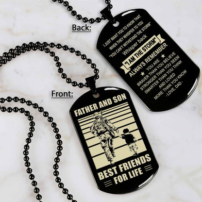TM12 - Dad Son- Alway remember you are braver than you believe - Dog Tag Two Side- Dragon Ball - Viking-Dad Son- Family