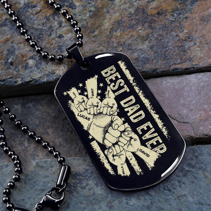 TM11 Best Dad Ever- Dog Tag - Hand - Engraved Dog Tag All Style