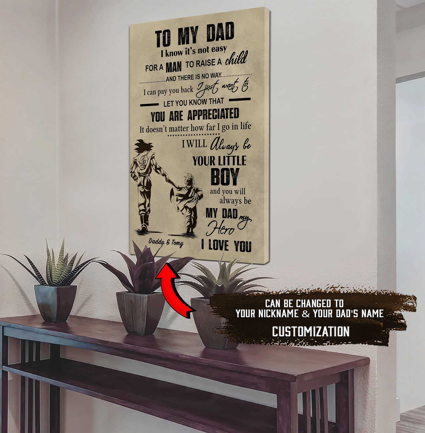 (CV29D) TO MY DAD- SON - DRAGON BALL- SOLDIER-FAMILY -DAD SON- GOKU - VIKING - VERTICAL- CANVAS POSTER