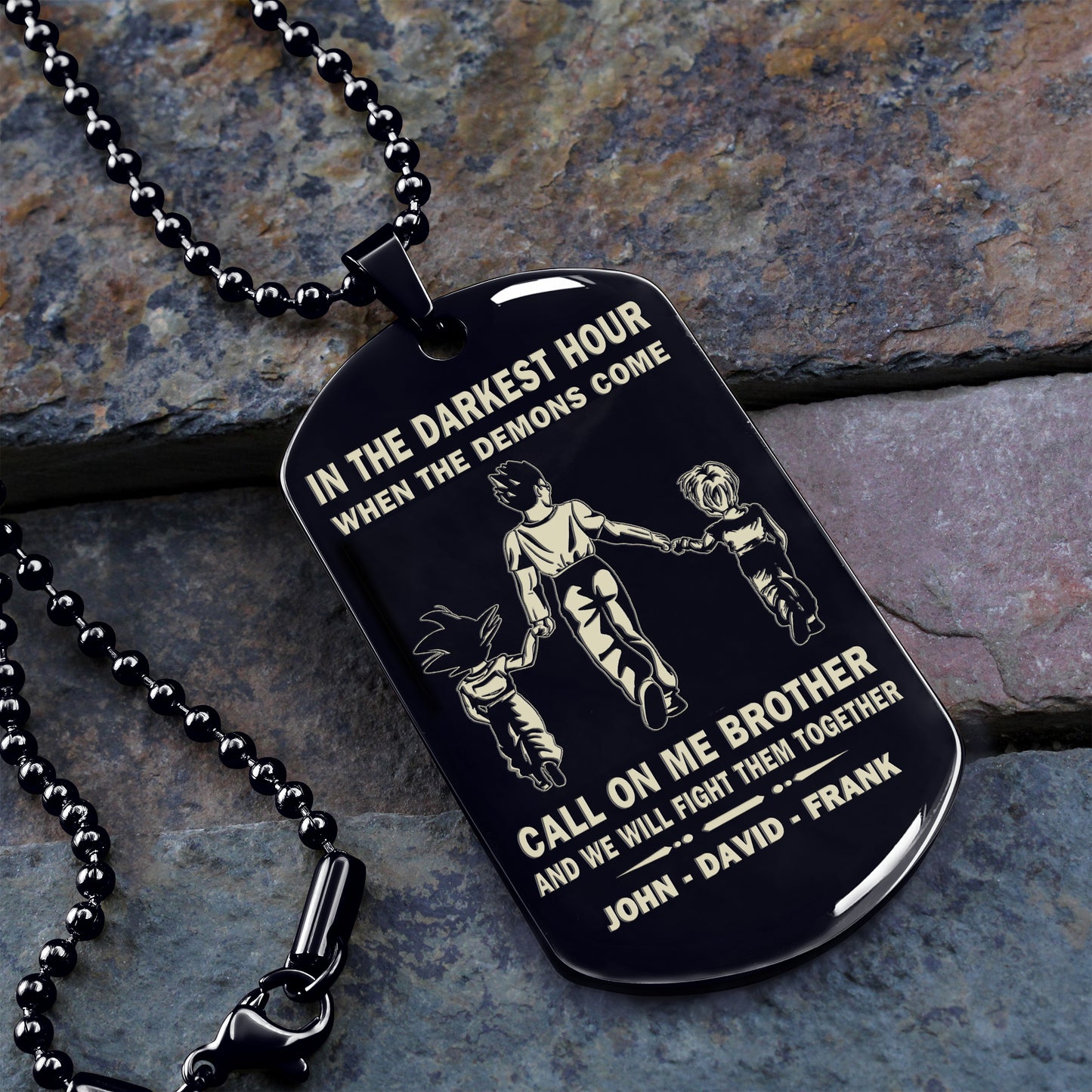 BR1A - Call on me Brother - Dragon ball - Goku Vegeta- Soldier - Naruto - Engraved Dog Necklace All Style
