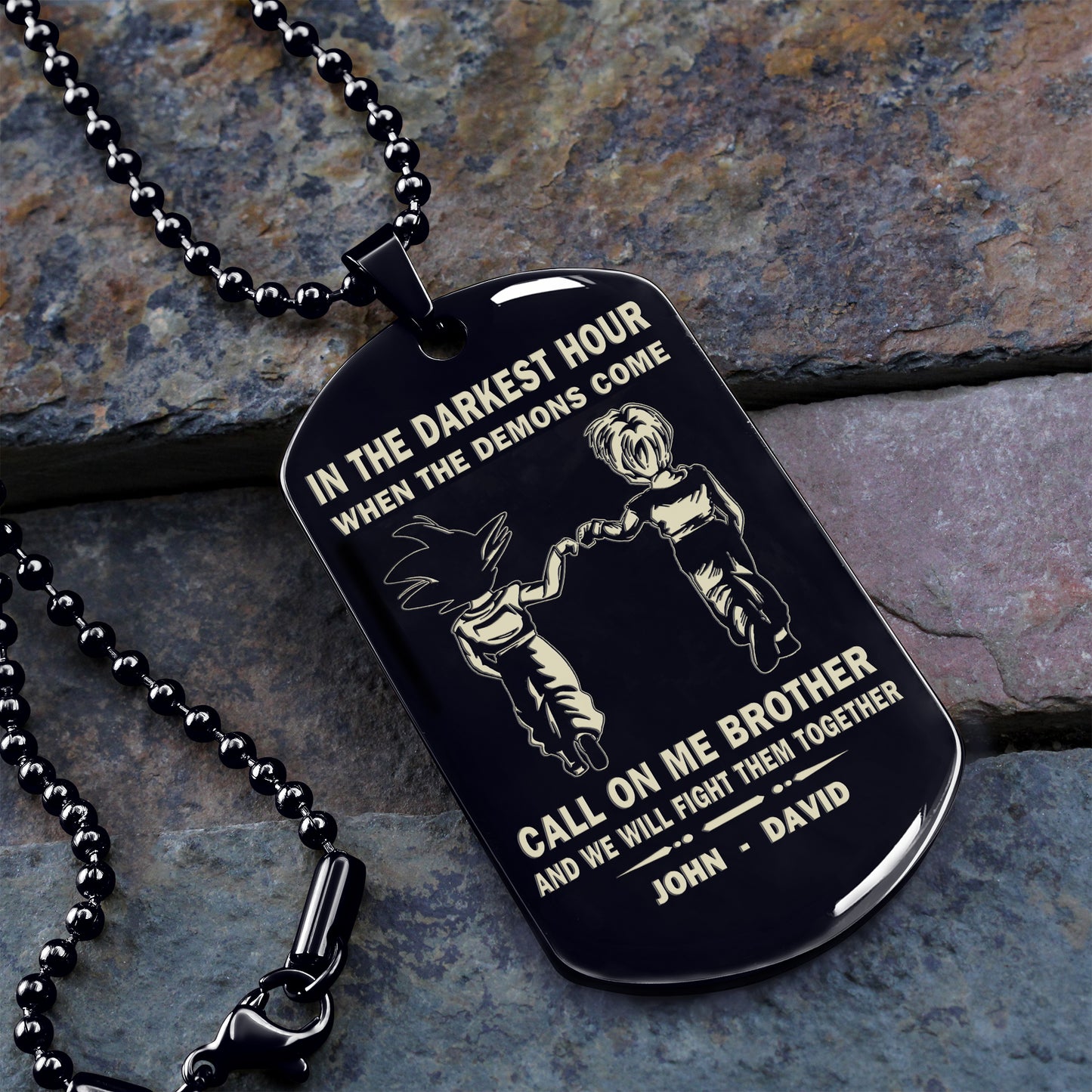 BR1A - Call on me Brother - Dragon ball - Goku Vegeta- Soldier - Naruto - Engraved Dog Necklace All Style