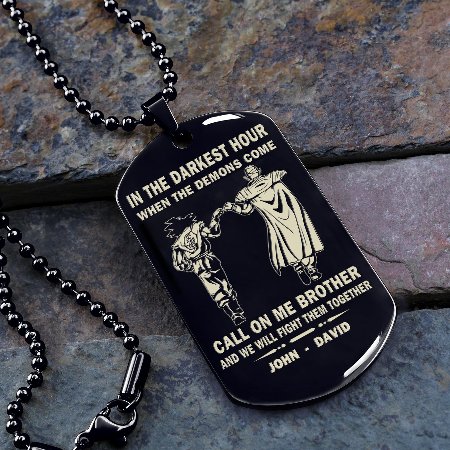 BR1A - Call on me Brother - Dragon ball - Goku Vegeta- Soldier - Naruto - Engraved Dog Necklace All Style