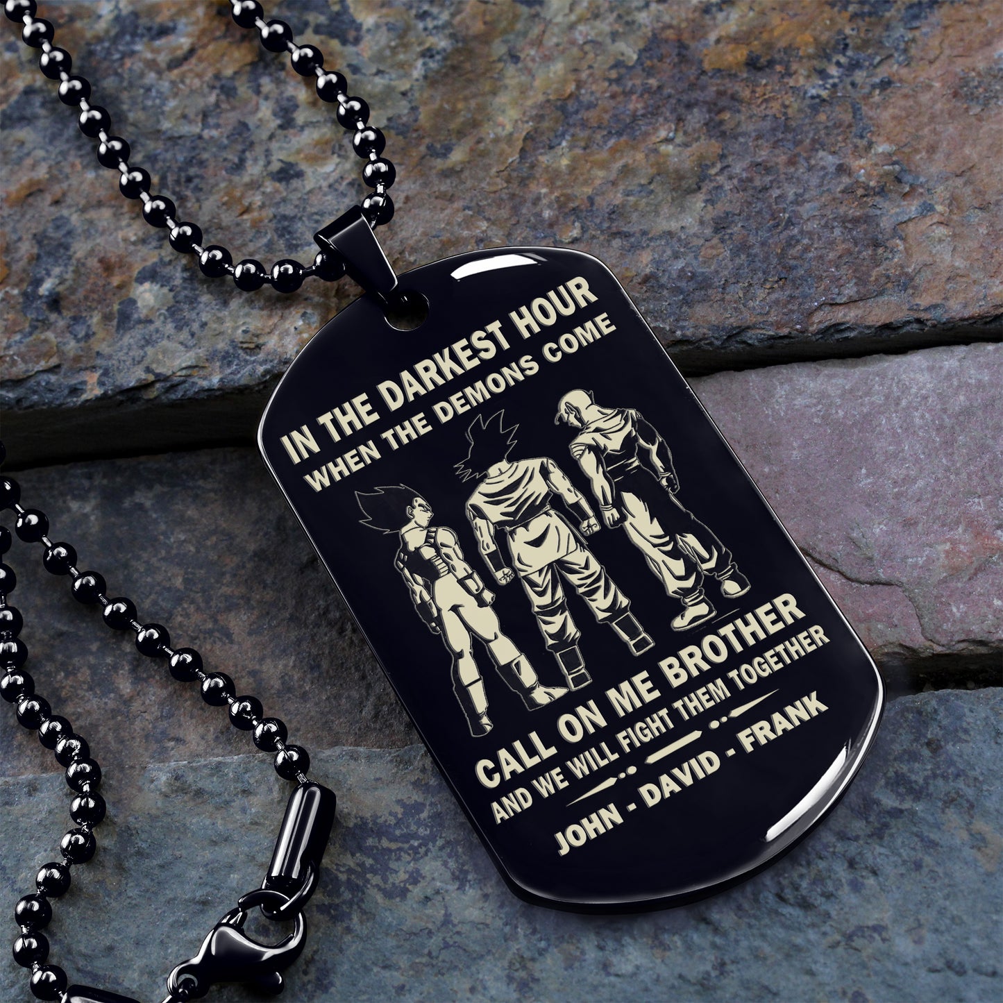 BR1A - Call on me Brother - Dragon ball - Goku Vegeta- Soldier - Naruto - Engraved Dog Necklace All Style