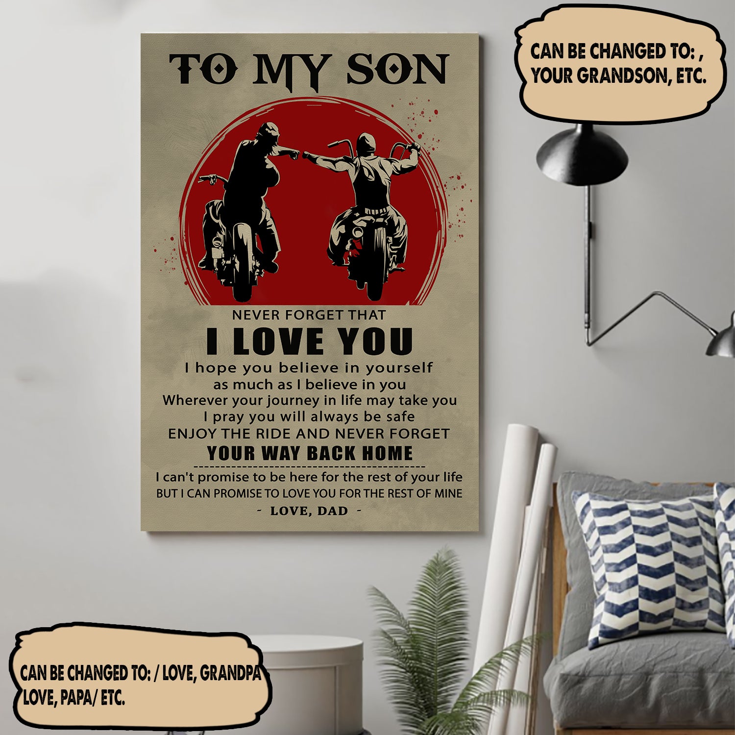 ( CV44) TO MY SON- NEVER LOSE - DRAGON BALL - GOKU VEGETA- SOLDIER - NARUTO - CANVAS POSTER ALL STYLE