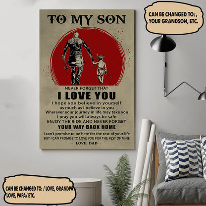 ( CV44) TO MY SON- NEVER LOSE - DRAGON BALL - GOKU VEGETA- SOLDIER - NARUTO - CANVAS POSTER ALL STYLE