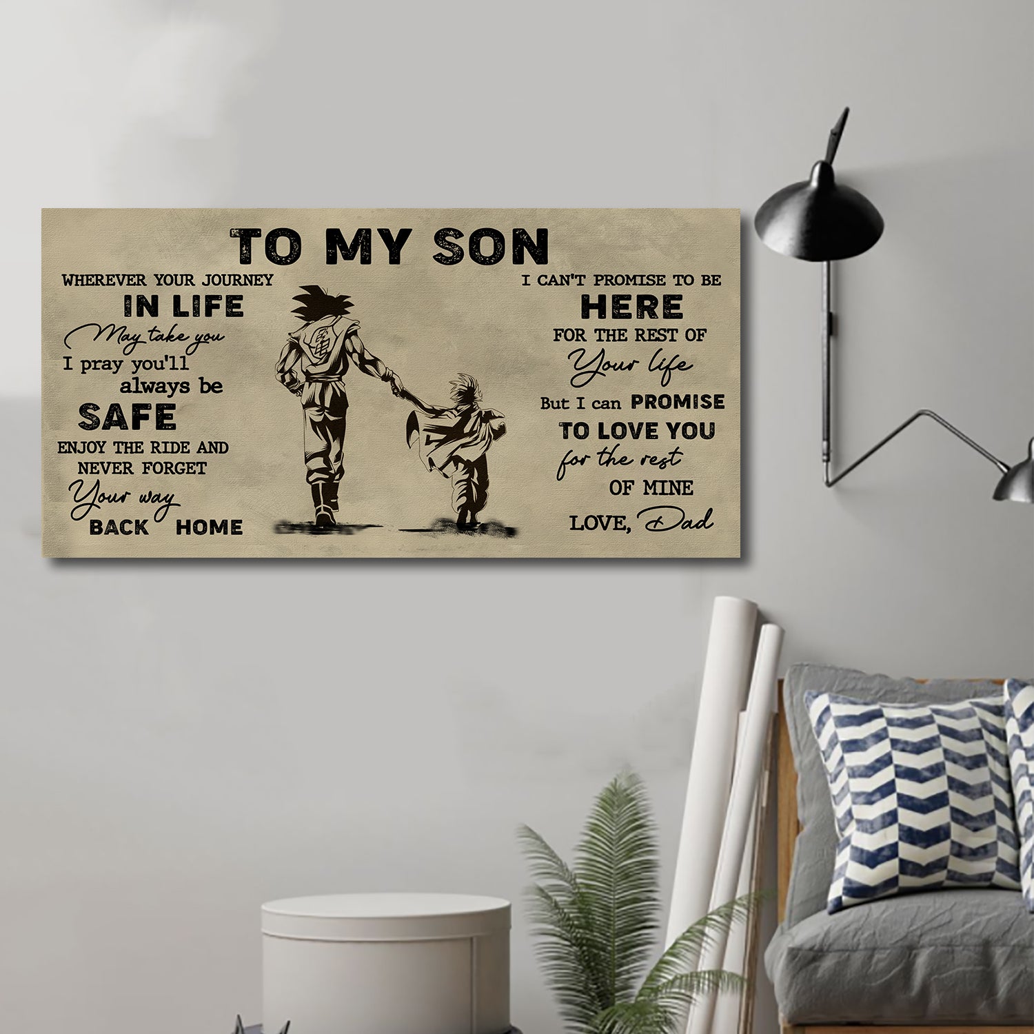 (CV31) TO MY SON- YOUR WAY BACK HOME - DRAGON BALL - GOKU - VIKING - CANVAS POSTER