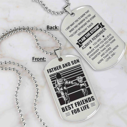 TM12 - Dad Son- Alway remember you are braver than you believe - Dog Tag Two Side- Dragon Ball - Viking-Dad Son- Family