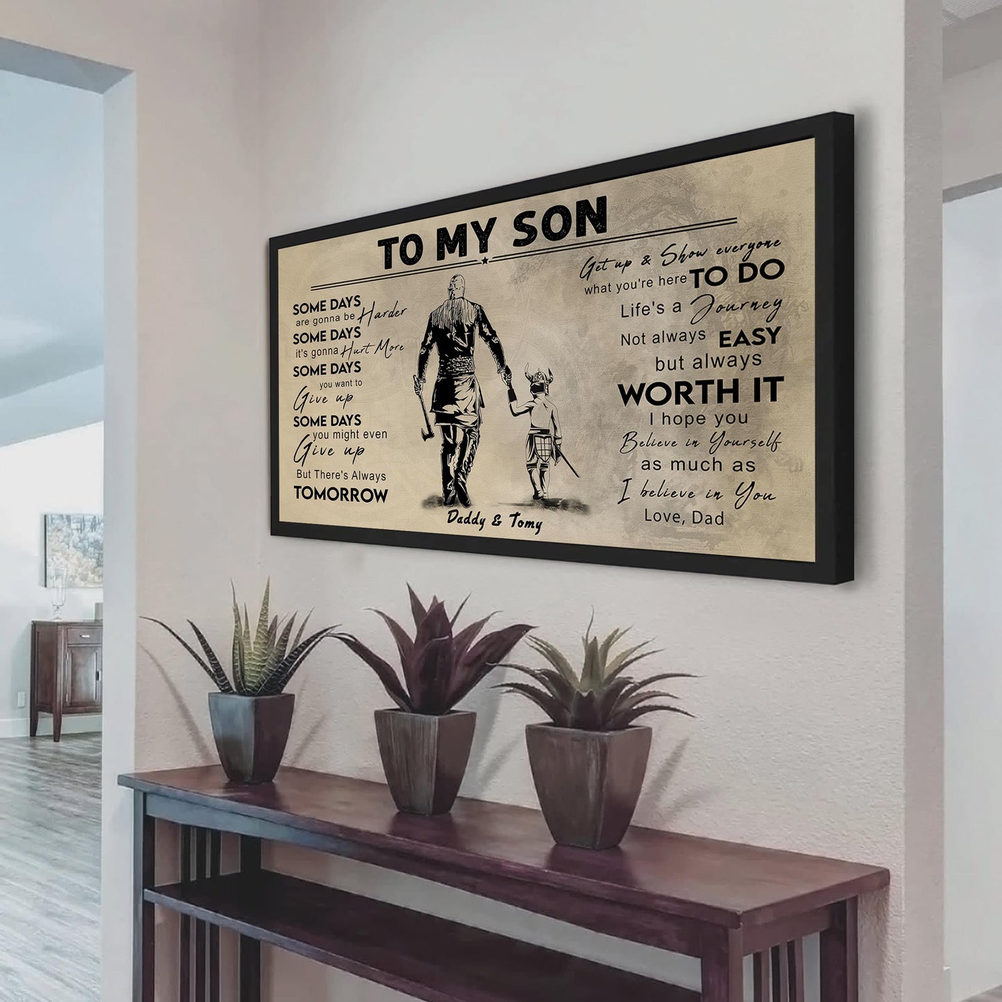 (CV41) TO MY DAD- SON- DRAGON BALL - GOKU - VIKING - BIKER- PICOLO- CANVAS POSTER